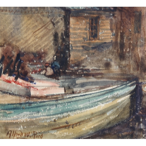 249 - Alfred William Rich (1856 - 1921), barges on a canal, watercolour, signed, 27cm x 39cm, framed