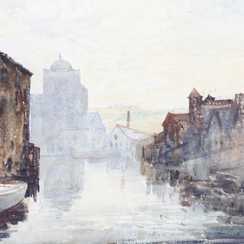 249 - Alfred William Rich (1856 - 1921), barges on a canal, watercolour, signed, 27cm x 39cm, framed