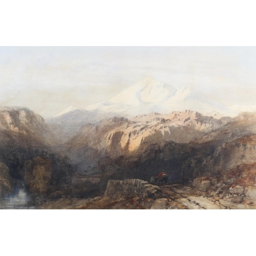 250 - William Evans of Bristol OWS, Welsh mountain landscape, watercolour, 40cm x 62cm, framed