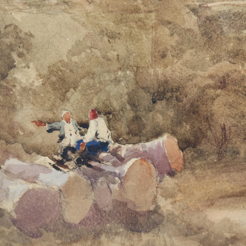 251 - Peter DeWint OWS (1784 - 1849), timber workers in extensive landscape, watercolour, 44cm x 59cm, fra... 