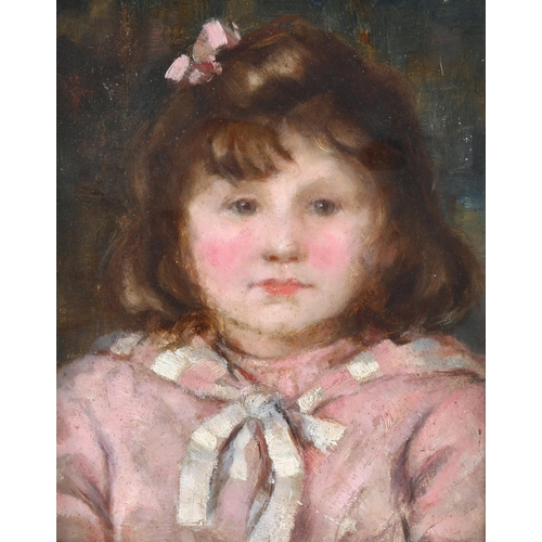 254 - Mid-20th century portrait of a girl, oil on board, unsigned, 24cm x 19cm, framed