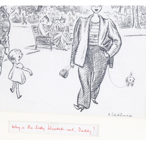 256 - William Sillince RWS (1906 - 1974), original cartoon drawing, charcoal on paper, signed, 18cm x 22cm... 