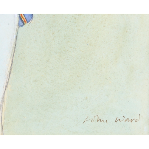 257 - **DESCRIPTION CHANGE** John Ward RA, portrait of *Ray Illingworth*, watercolour, signed, 35cm x 25cm... 