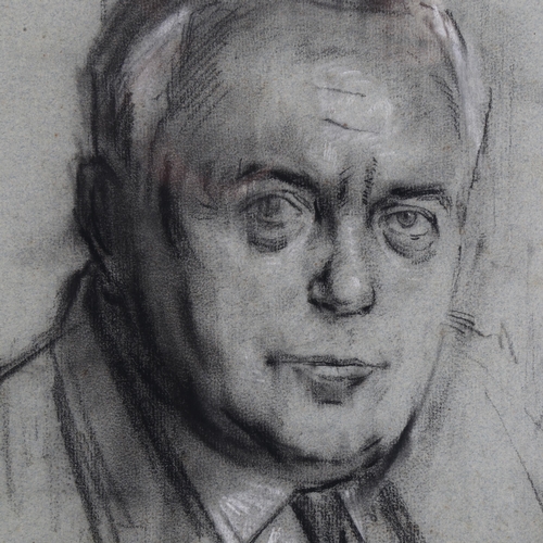 35 - Ruskin Spear (1911 - 1990), portrait of Harold Wilson, charcoal/chalk, study for final painting, Stu... 