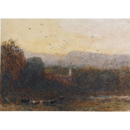 44 - David Cox (1783 - 1859), view towards Tintern Abbey, watercolour, signed, 26cm x 35cm, framed