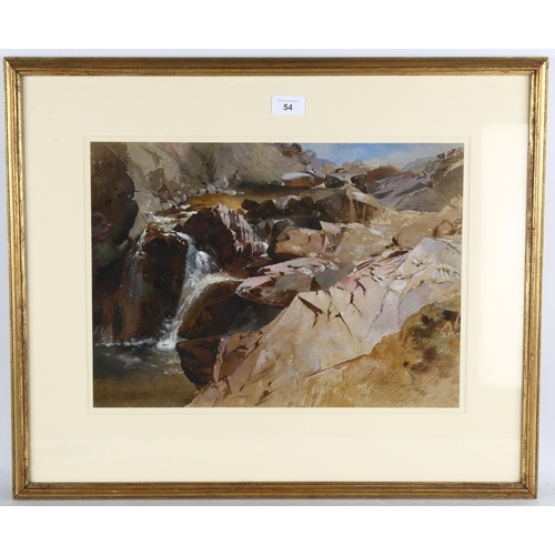 54 - Edward Richardson ANWS (1810 - 1874), mountain rapids Eskdale, watercolour and body colour, 31cm x 4... 