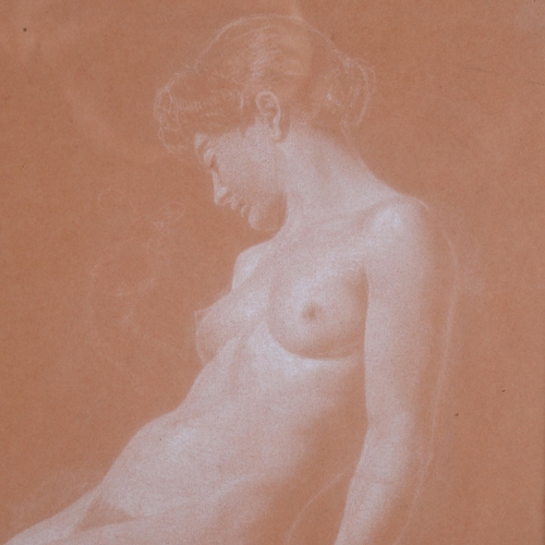 55 - Walter Stanley Paget (1863 - 1935), nude life study, white chalk on red paper, indistinct inscriptio... 