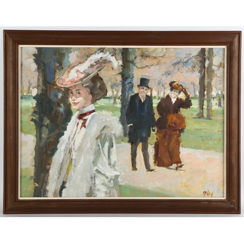 63 - ** Description change**  Attributed to Margaret Olley (1923 - 2111), a promenade in the park, oil on... 