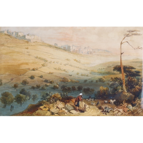 82 - John Wykeham Archer ANWS (1808 - 1864), view towards Jerusalem, signed and dated 1842, 22cm x 34cm, ... 