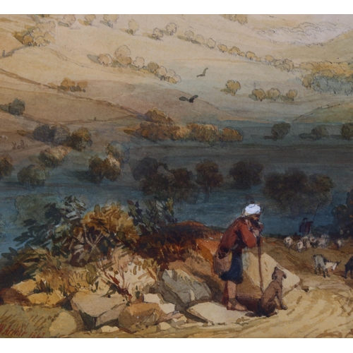 82 - John Wykeham Archer ANWS (1808 - 1864), view towards Jerusalem, signed and dated 1842, 22cm x 34cm, ... 