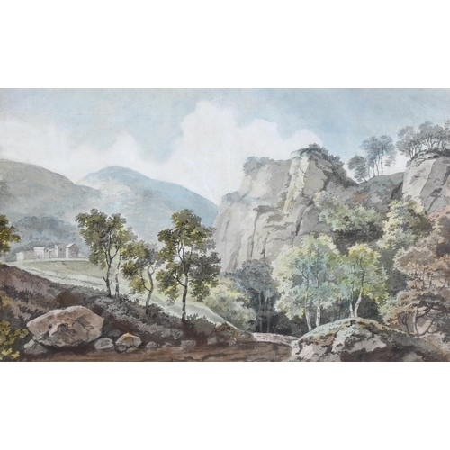 83 - George Barrett RA (1732 - 1784), rocky outcrop, watercolour, 23cm x 36cm, framed