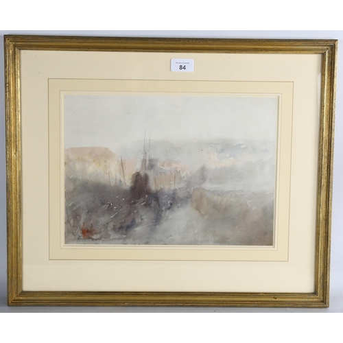 84 - Alfred William Hunt (1830 -1896), Whitby, watercolour, 25cm x 36cm, framed