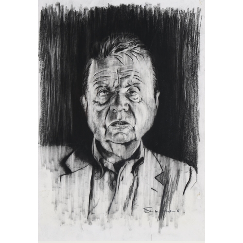 85 - Clare Shenstone (born 1948), study of Francis Bacon, charcoal on paper, signed, provenance: Michael ... 