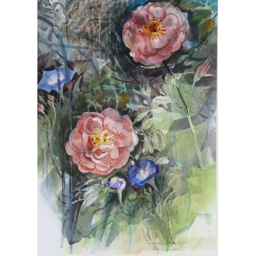 86 - Audrey Macleod (born 1936), roses and convolvulus, watercolour, signed, 45cm x 32cm, framed