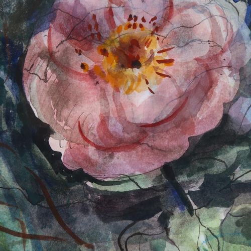 86 - Audrey Macleod (born 1936), roses and convolvulus, watercolour, signed, 45cm x 32cm, framed