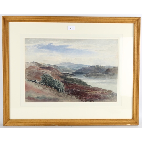 87 - Bernard Walter Evans RI (1843 - 1922), landscape in North Wales, watercolour, 34cm x 49cm, framed