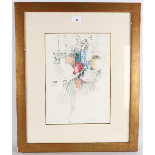 89 - Shirley Trevena (born 1940), still life, pencil/crayon on paper, signed, 38cm x 28cm, framed