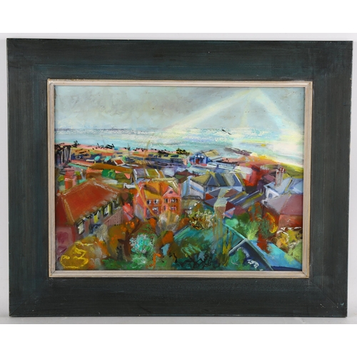 93 - Angela Braven (born 1947), Hastings Old Town, oil on board, inscribed verso, 30cm x 40cm, framed