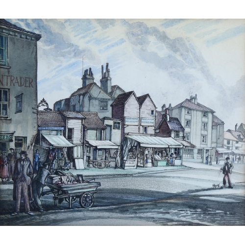 96 - E Owen Jennings (born 1899), Hastings Old Town, early 20th century watercolour, signed, 20cm x 24cm,... 