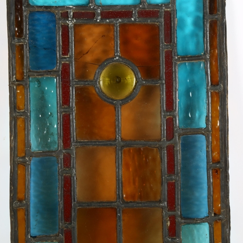 15 - A rectangular coloured leadlight glass panel, W25cm, H57cm