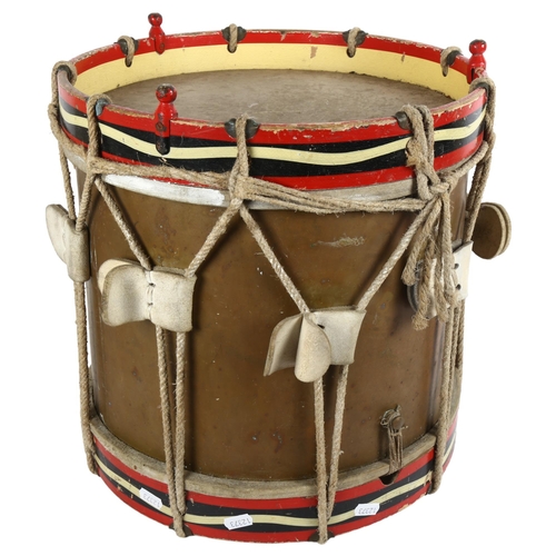 18 - JOHN GREY & SONS LTD - a Vintage military marching band drum, W37cm, H40cm overall