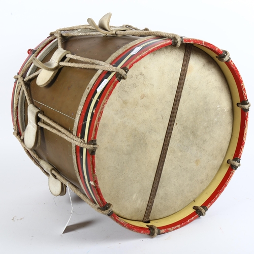 18 - JOHN GREY & SONS LTD - a Vintage military marching band drum, W37cm, H40cm overall