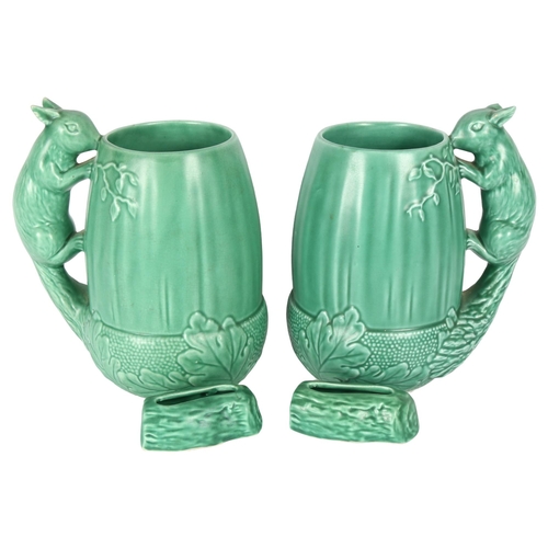 182 - A pair of large Sylvac squirrel jugs, no. 1115, and a pair of small flower stands