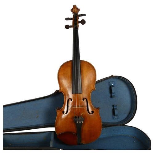 201 - An Antique violin, no labels, in hardshell case, L35cm