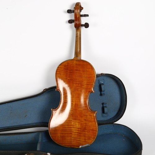 201 - An Antique violin, no labels, in hardshell case, L35cm