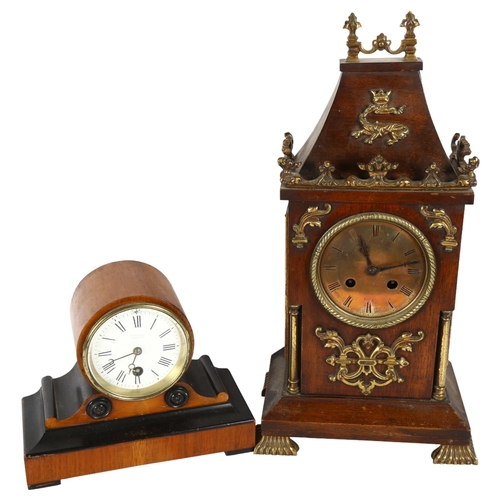 219 - J W BENSON - a Victorian John Head walnut and ebonised 8-day mantel clock, serial no. 20061, and an ... 