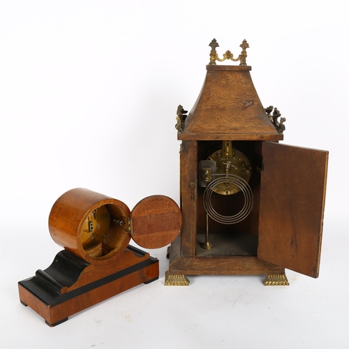 219 - J W BENSON - a Victorian John Head walnut and ebonised 8-day mantel clock, serial no. 20061, and an ... 