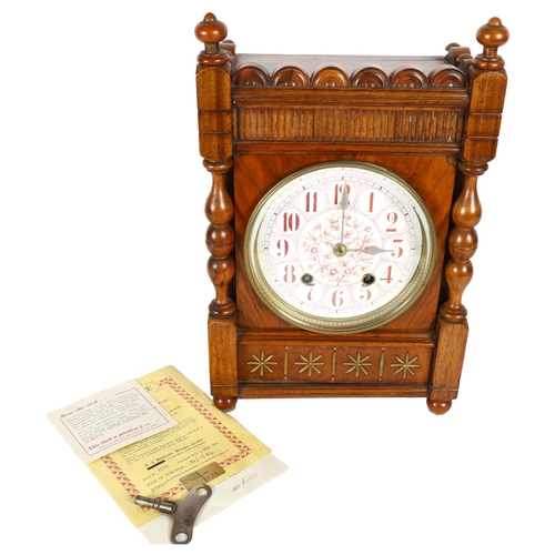 222 - WINTERHALDER & HOFMEYER - a Victorian Aesthetic 8-day mantel clock, with German movement and enamel ... 