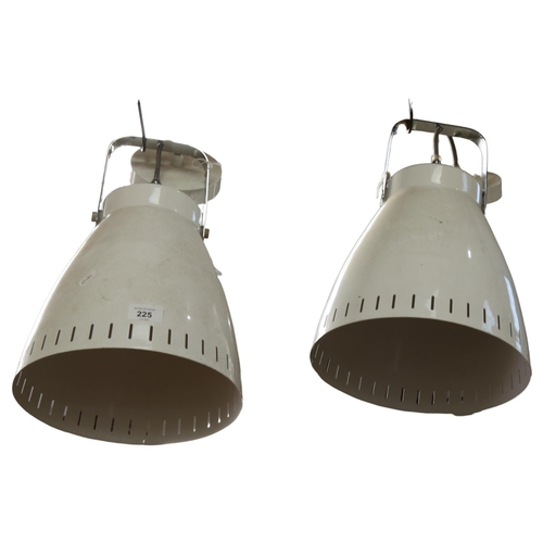 225 - A pair of modern down-lighter light fittings, drop including bracket 40cm