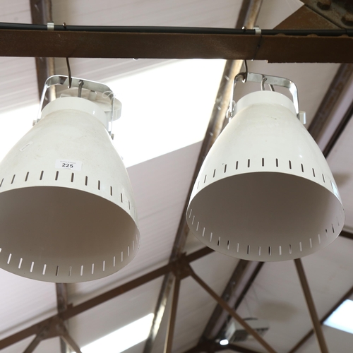 225 - A pair of modern down-lighter light fittings, drop including bracket 40cm