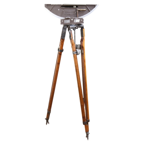 227 - WITHDRAWN - HOUSTON FEARLES - a professional cine camera tripod head on a set of Moy pre-war wooden ... 