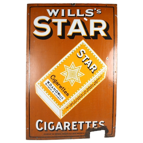 23 - A Vintage Wills's Star enamel advertising sign for Star Cigarettes, issued by the Imperial Tobacco C... 