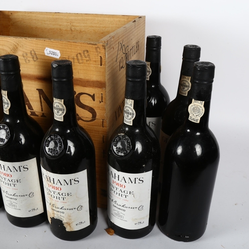 238 - Graham's 1980 Vintage Port, 10 sealed bottles, in original 1980s Graham's wooden crate