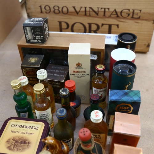 239 - A quantity of alcoholic miniatures, including Scotch, Harvey's Bristol Cream, Glenmorangie Scotch Wh... 