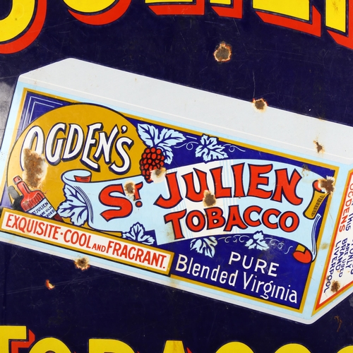 24 - ST JULIEN - a Vintage enamel advertising sign for Ogden's St Julien tobacco, 61 x 92cm