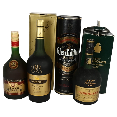 245 - A bottle of Glenfiddich Special Reserve Scotch Whiskey, a Napoleon Grand Emperor Fine French Brandy,... 