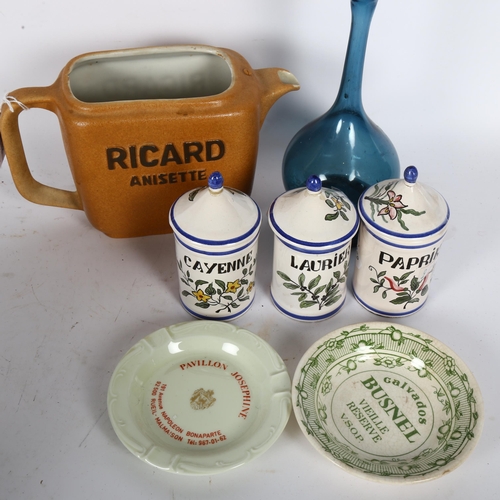 255 - A quantity of French kitchenalia, including spice jars, Vintage colander etc