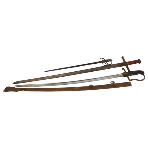 260 - An English patent sword, a short sword, and 1 other, largest length 104cm (3)