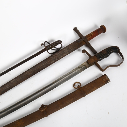 260 - An English patent sword, a short sword, and 1 other, largest length 104cm (3)