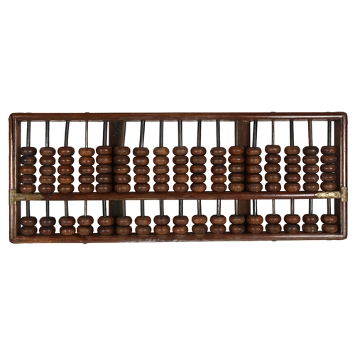 264 - A Chinese style brass banded abacus, L47cm, H18cm