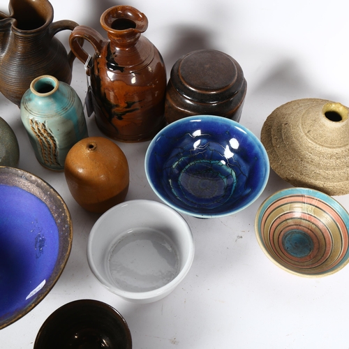 278 - A quantity of Studio pottery stem cups, jugs, serving bowls etc, including such makers as David Shar... 