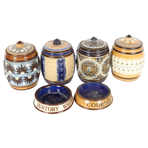 279 - ROYAL DOULTON - a group of Royal Doulton tobacco jars, and ceramic ashtrays, largest H12cm (6)