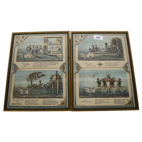 299 - A collection of 8 framed 19th century coloured engravings, depicting scenes from old poems, includin... 