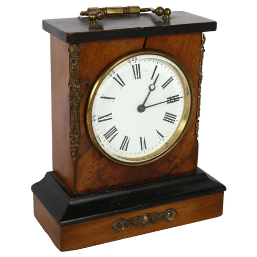 300 - A French walnut-cased mantel clock, movement by R & Company Paris, H18cm