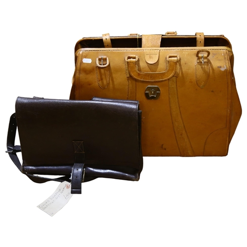 327 - A leather Gladstone bag, and 1 other gentleman's leather satchel (2)