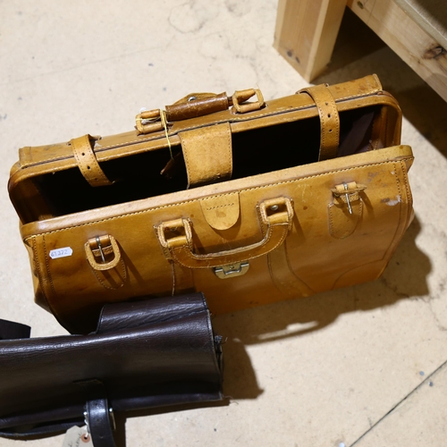 327 - A leather Gladstone bag, and 1 other gentleman's leather satchel (2)